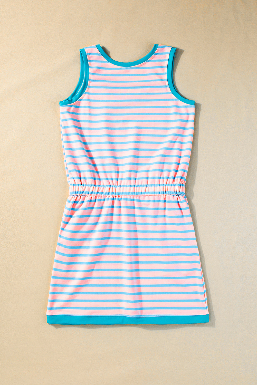 Blue Zone Planet | Pink Stripe Contrast Trim Pocketed Tank Dress-TOPS / DRESSES-[Adult]-[Female]-2022 Online Blue Zone Planet