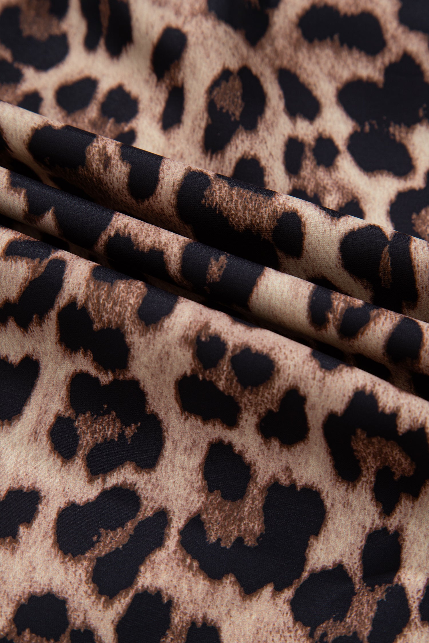 Brown Leopard Print Button Down Lace Trim Short Sleeve Shirt-Tops/Blouses & Shirts-[Adult]-[Female]-2022 Online Blue Zone Planet