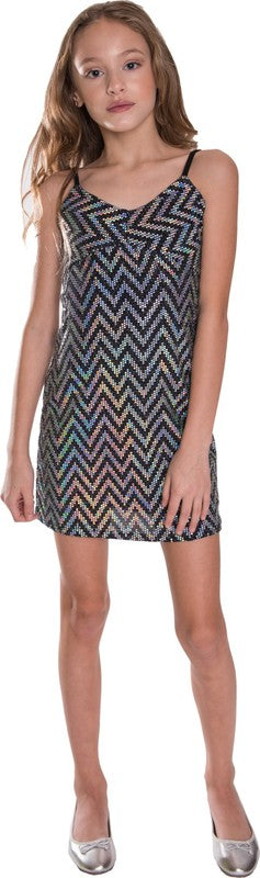 JUNIORS SPARKLE STRIPE DRESS-TOPS / DRESSES-[Adult]-[Female]-2022 Online Blue Zone Planet