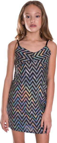 JUNIORS SPARKLE STRIPE DRESS-TOPS / DRESSES-[Adult]-[Female]-Silver-S-2022 Online Blue Zone Planet