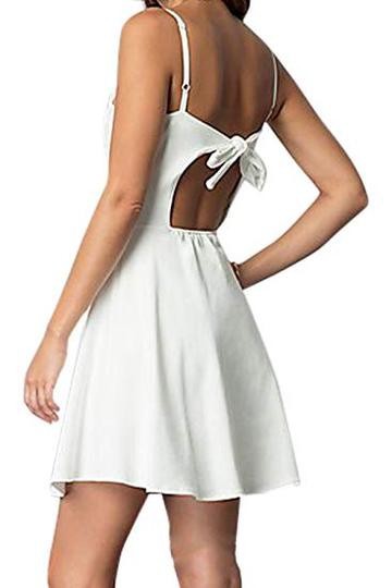 JUNIORS TIE BACK FLARE DRESS-TOPS / DRESSES-[Adult]-[Female]-White-S-2022 Online Blue Zone Planet