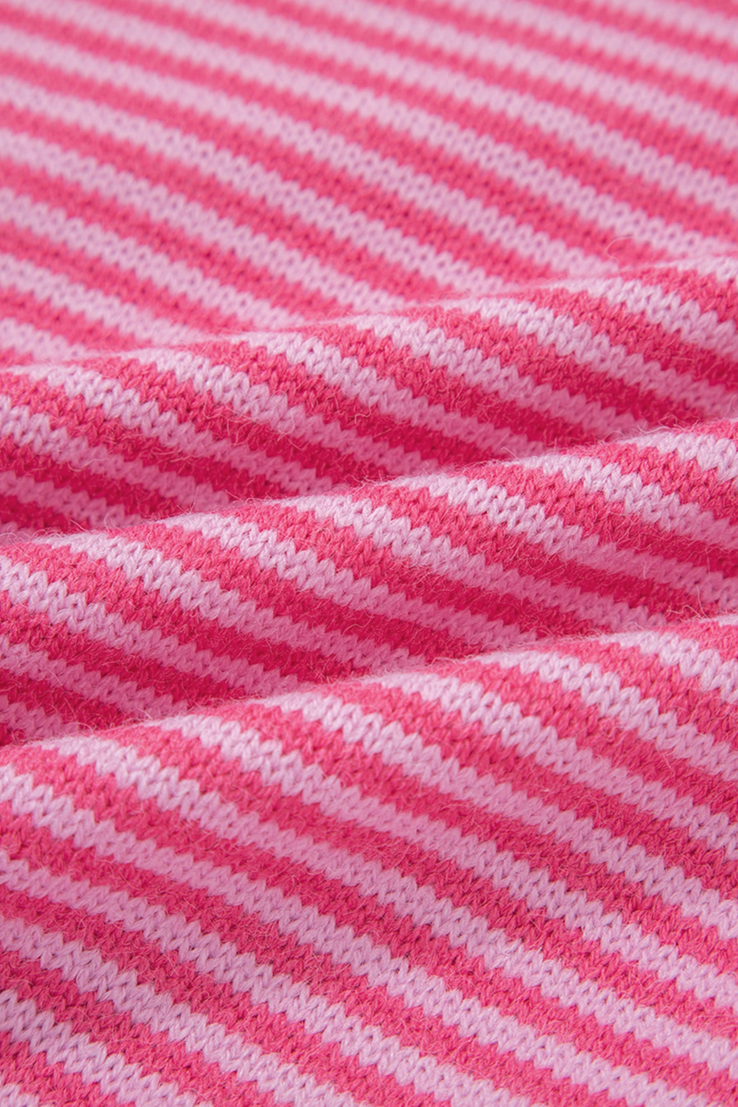 Rose Stripe Contrast Heart Pattern Valentine Knit Sweater-TOPS / DRESSES-[Adult]-[Female]-2022 Online Blue Zone Planet