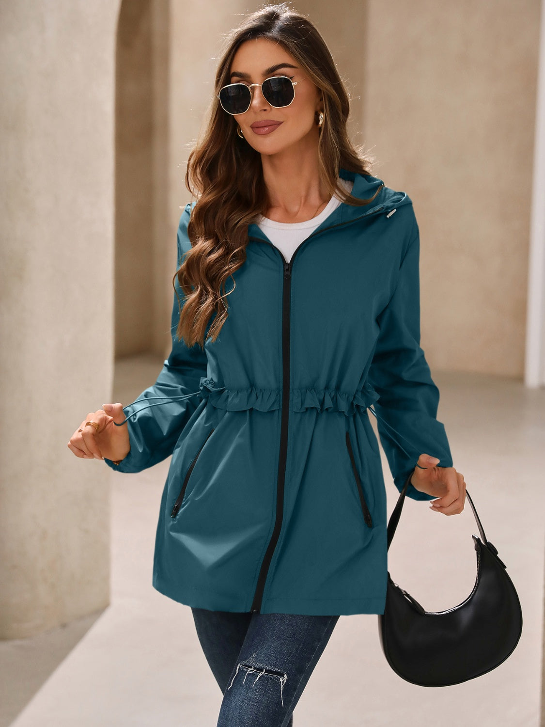 Zip Up Long Sleeve Hooded Jacket-TOPS / DRESSES-[Adult]-[Female]-2022 Online Blue Zone Planet