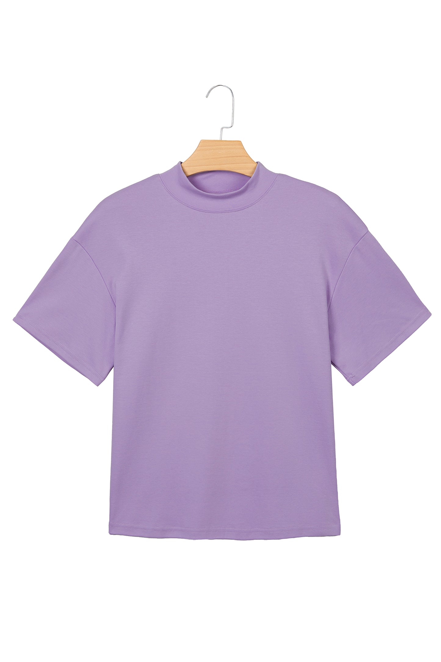 Pink Solid Color High Neck Oversize Tee-Tops/Tops & Tees-[Adult]-[Female]-2022 Online Blue Zone Planet