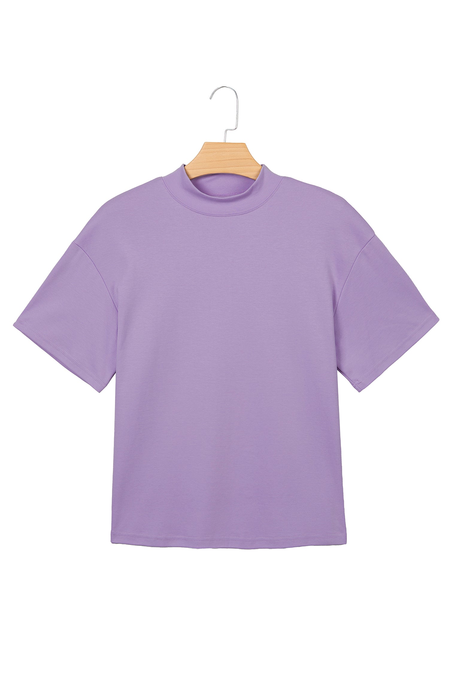 Pink Solid Color High Neck Oversize Tee-Tops/Tops & Tees-[Adult]-[Female]-2022 Online Blue Zone Planet