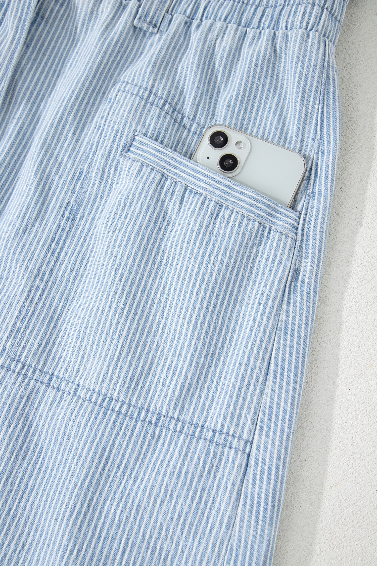 Sky Blue Stripe Collared Button Front Sleeveless Denim Mini Dress-TOPS / DRESSES-[Adult]-[Female]-2022 Online Blue Zone Planet