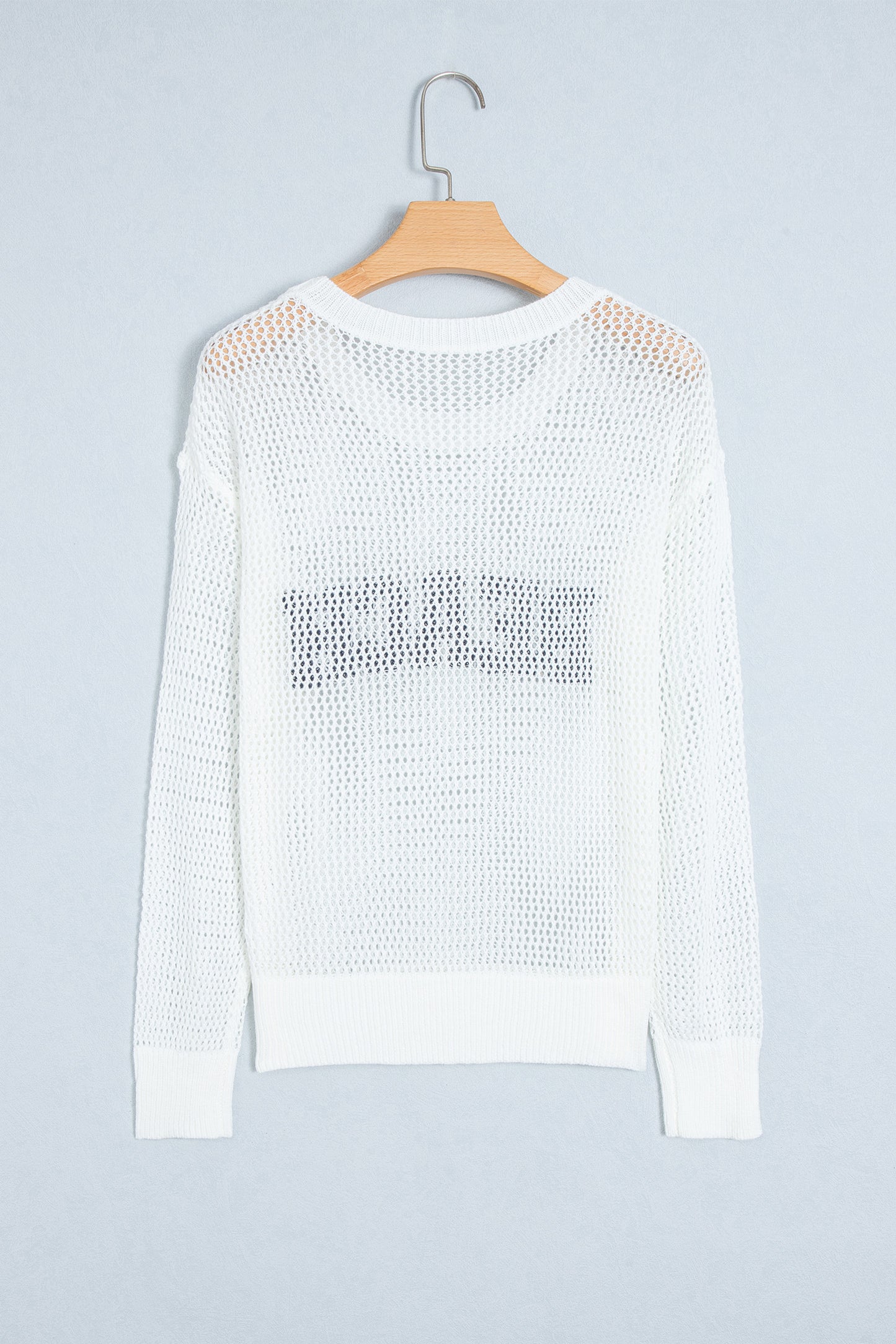 White Chenille BEACH Lettering Hollow Out Knit Casual Sweater-Sweaters & Cardigans/Sweaters-[Adult]-[Female]-2022 Online Blue Zone Planet