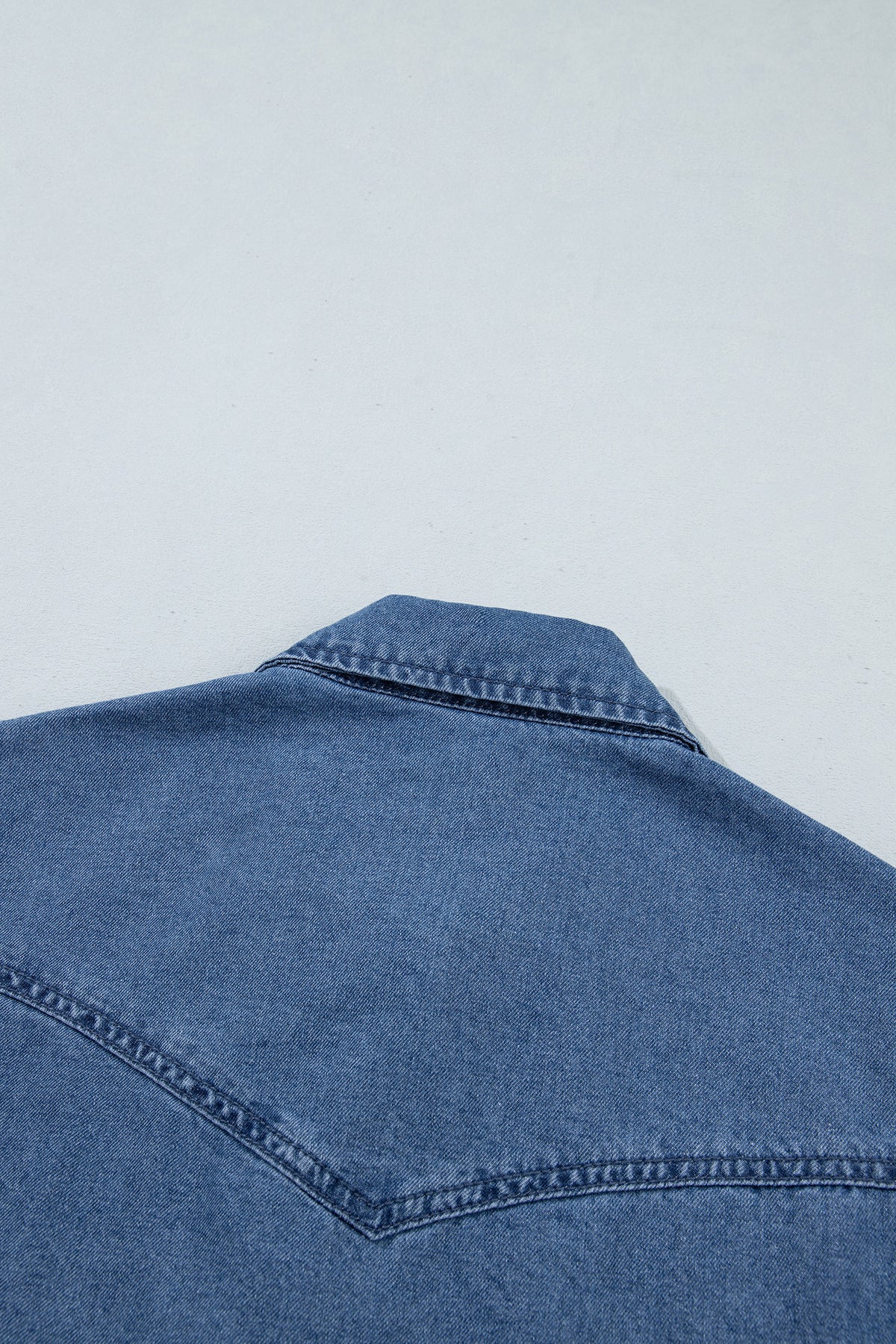 Dusk Blue Western Embroidered Collar Long Sleeve Denim Shirt-Tops/Blouses & Shirts-[Adult]-[Female]-2022 Online Blue Zone Planet