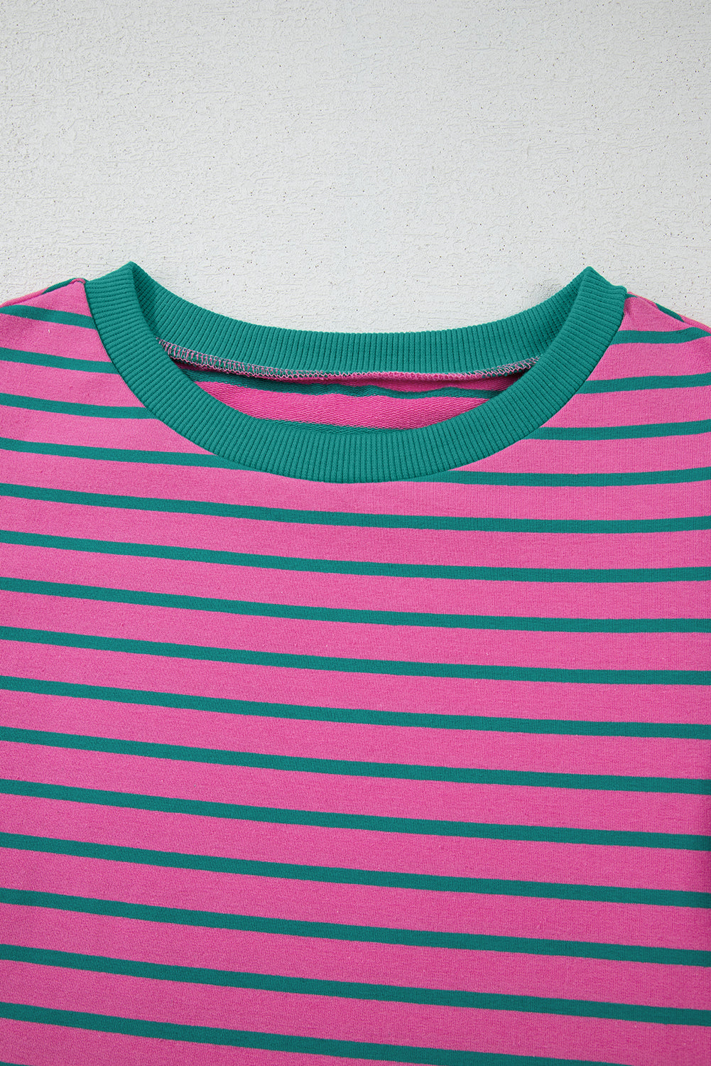 Pink Stripe Colorblock Ruffled Sleeve Crew Neck Blouse-Blouses-[Adult]-[Female]-2022 Online Blue Zone Planet