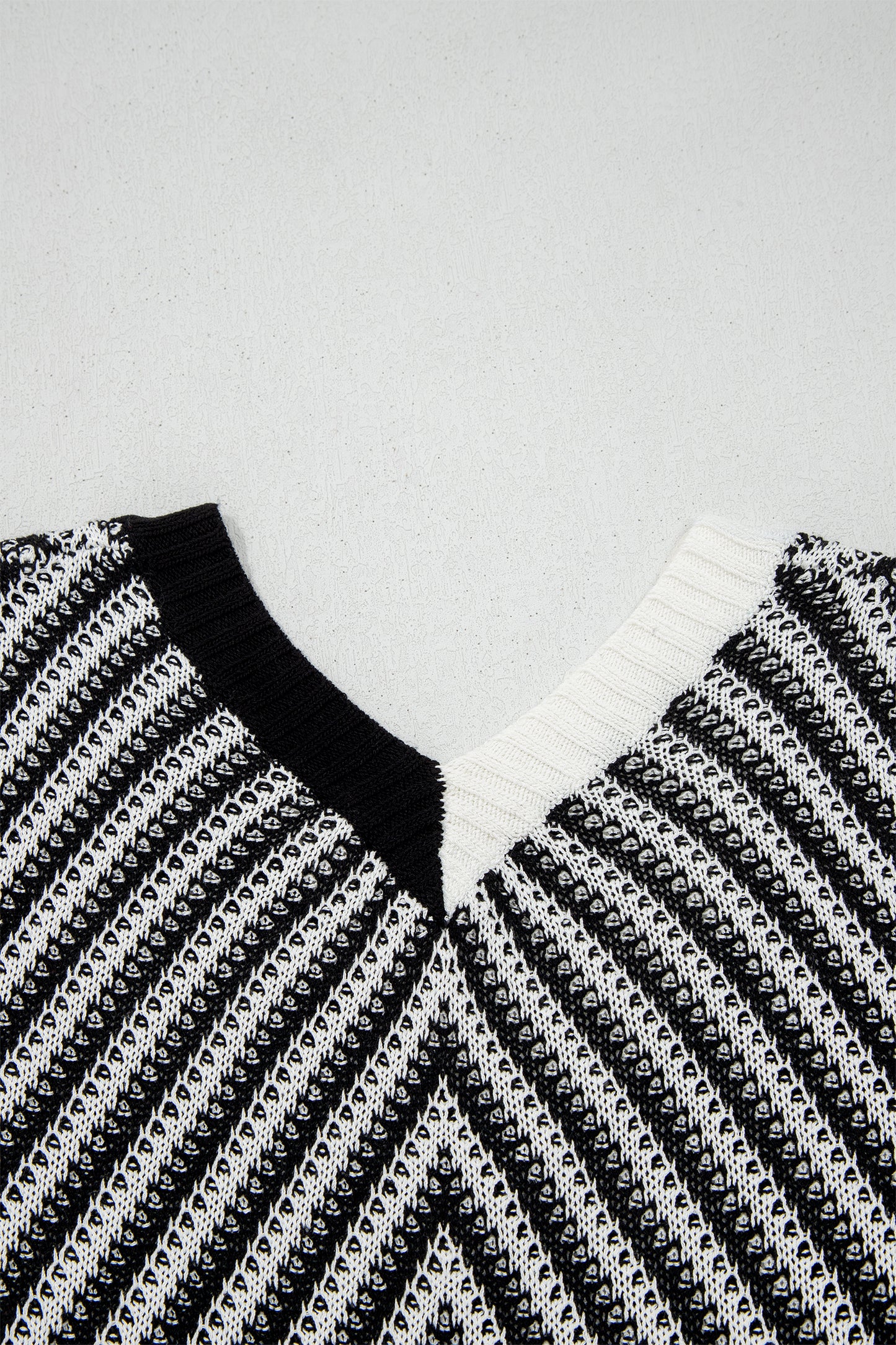 Black Contrast Chevron Knit V Neck Sweater Vest-TOPS / DRESSES-[Adult]-[Female]-2022 Online Blue Zone Planet