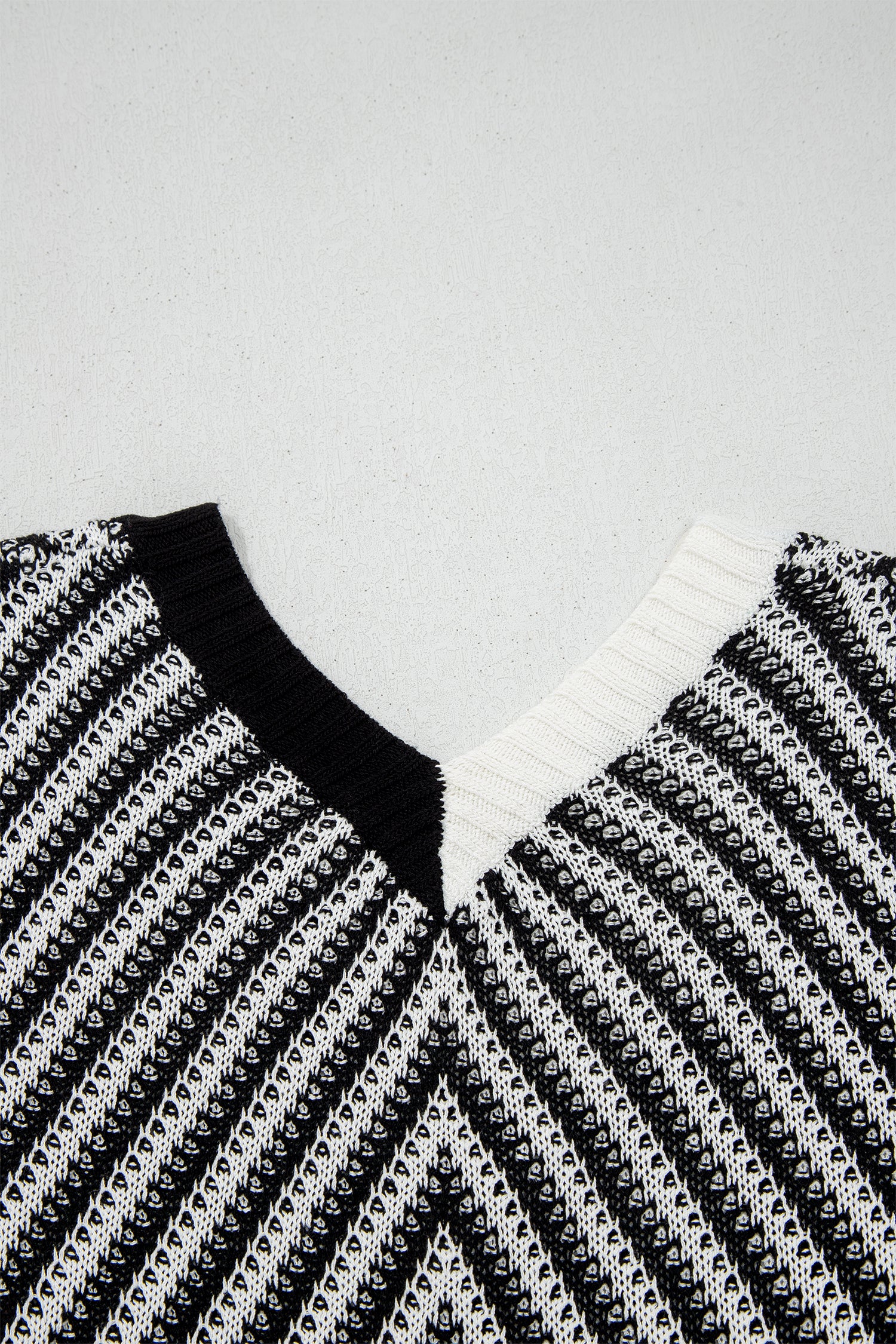 Black Contrast Chevron Knit V Neck Sweater Vest-TOPS / DRESSES-[Adult]-[Female]-2022 Online Blue Zone Planet