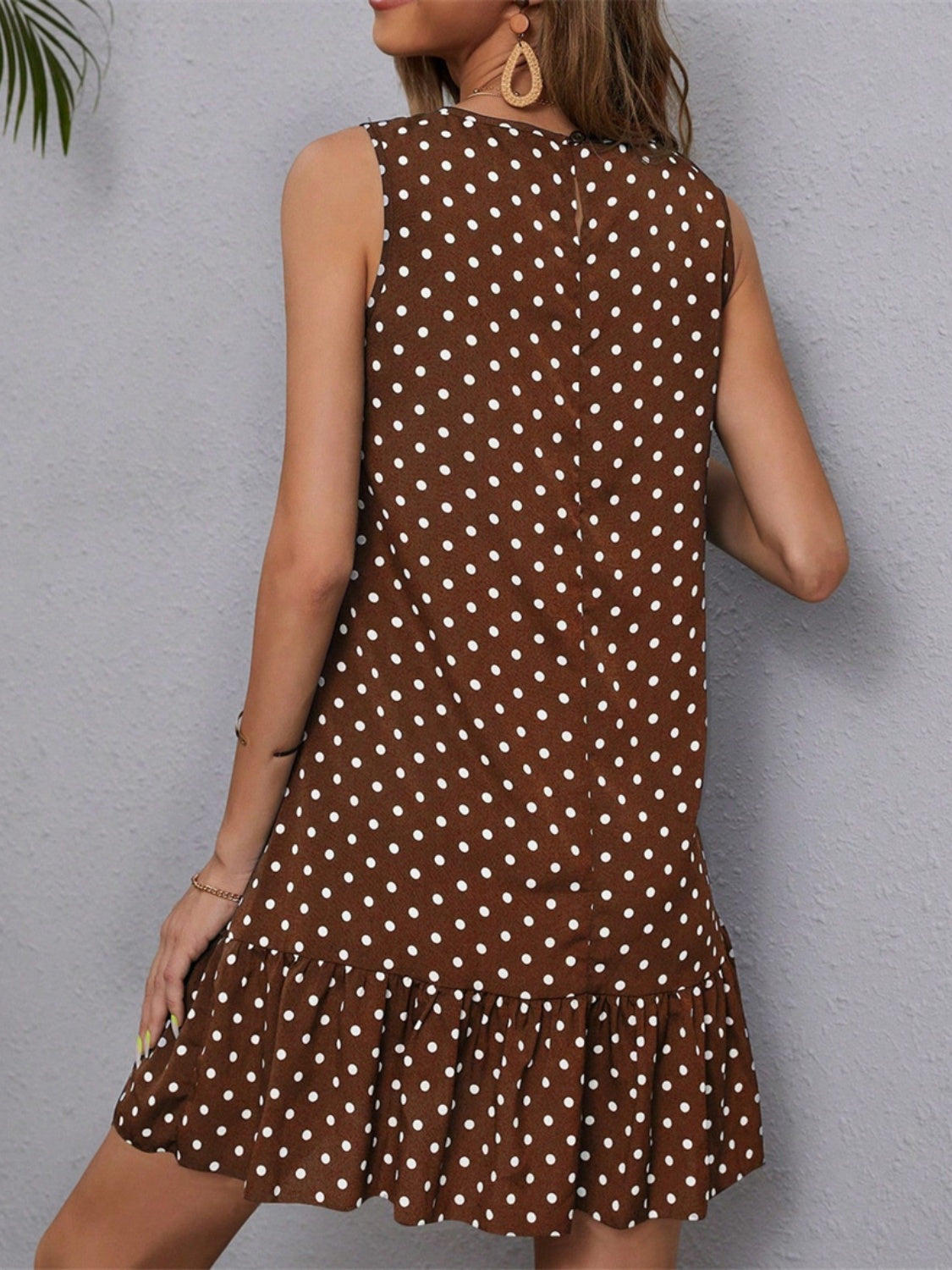 Polka Dot Sleeveless Mini Dress-TOPS / DRESSES-[Adult]-[Female]-2022 Online Blue Zone Planet