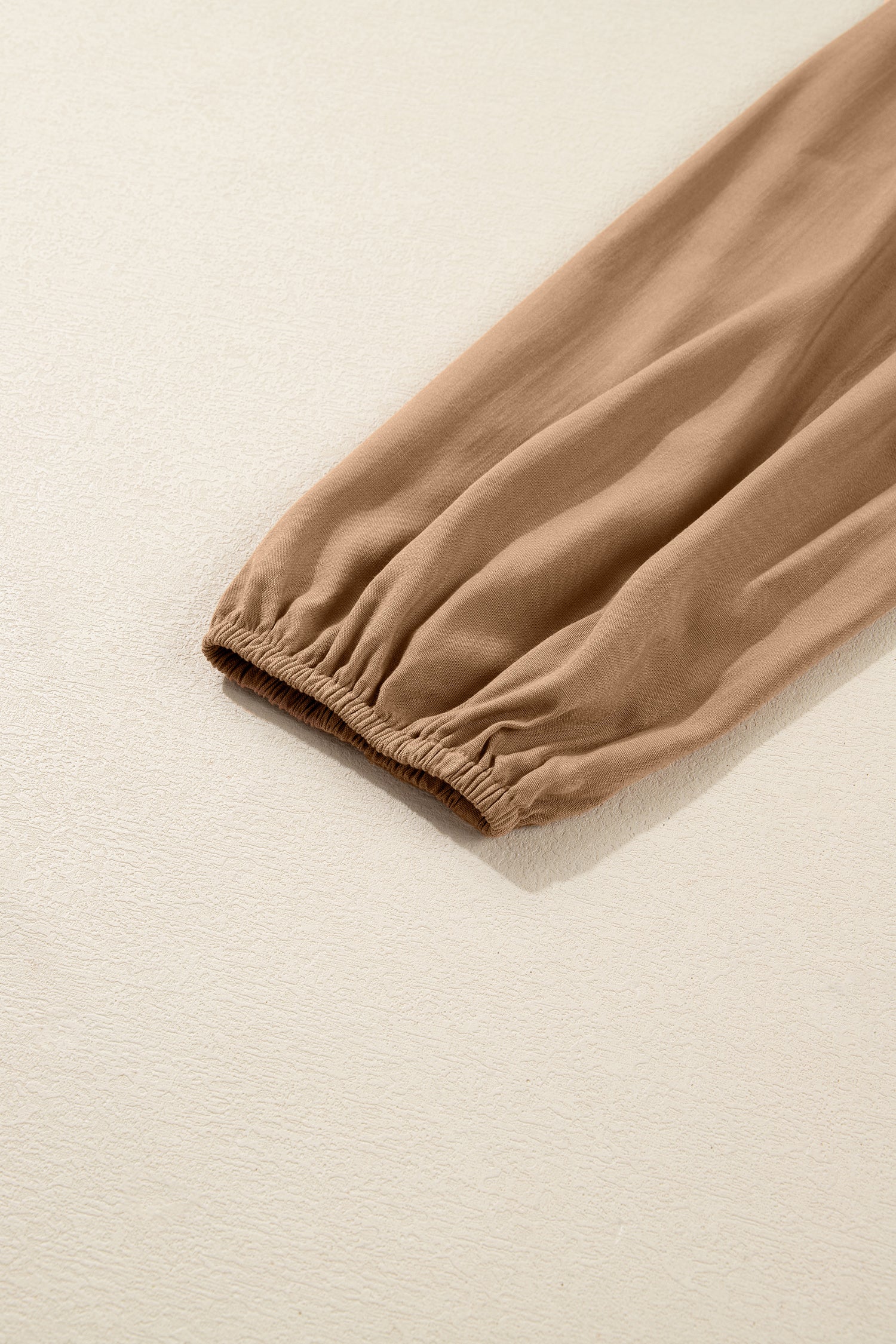 Chestnut Smocked V Neckline Leopard Piping Accent Bracelet Plus Size Long Dress-TOPS / DRESSES-[Adult]-[Female]-2022 Online Blue Zone Planet