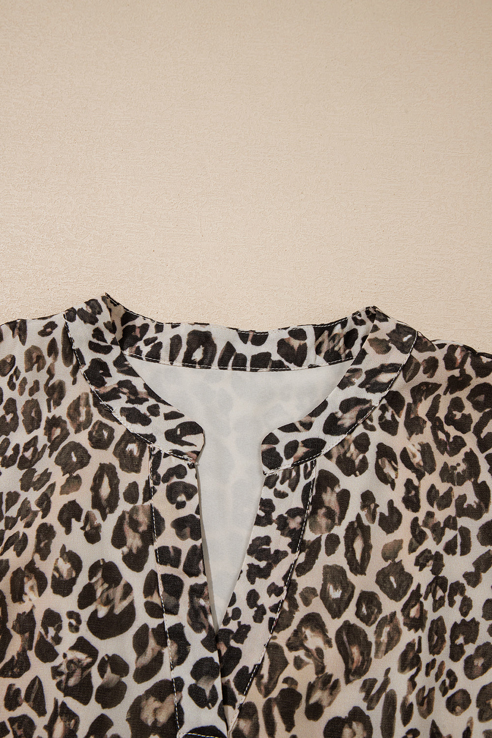 Khaki Leopard 3/4 Sleeve V Neck Swing Dress-TOPS / DRESSES-[Adult]-[Female]-2022 Online Blue Zone Planet