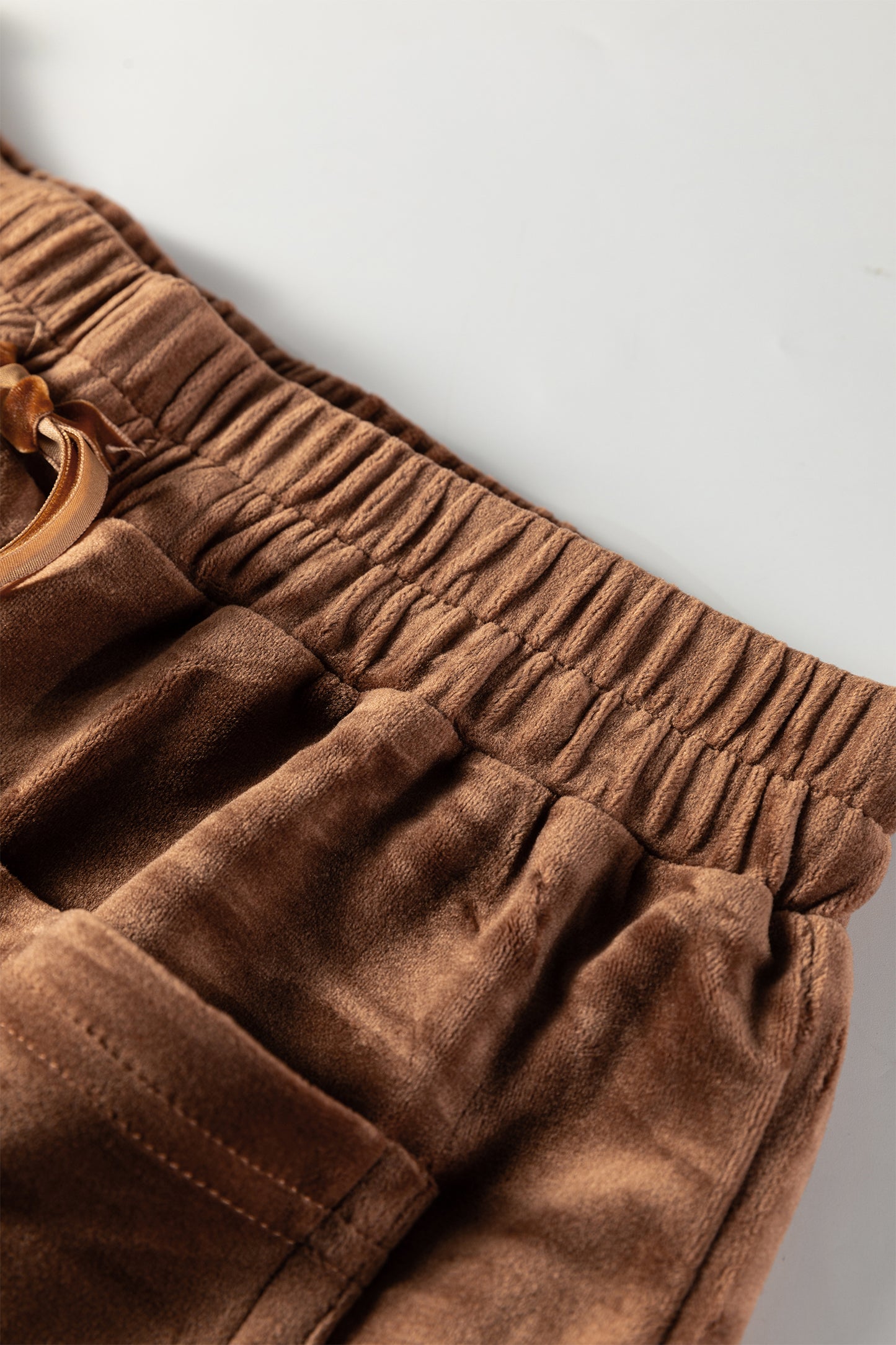 Coffee Straight Loose Drawstring Elastic High Waist Fleece Pants-Bottoms/Pants & Culotte-[Adult]-[Female]-2022 Online Blue Zone Planet