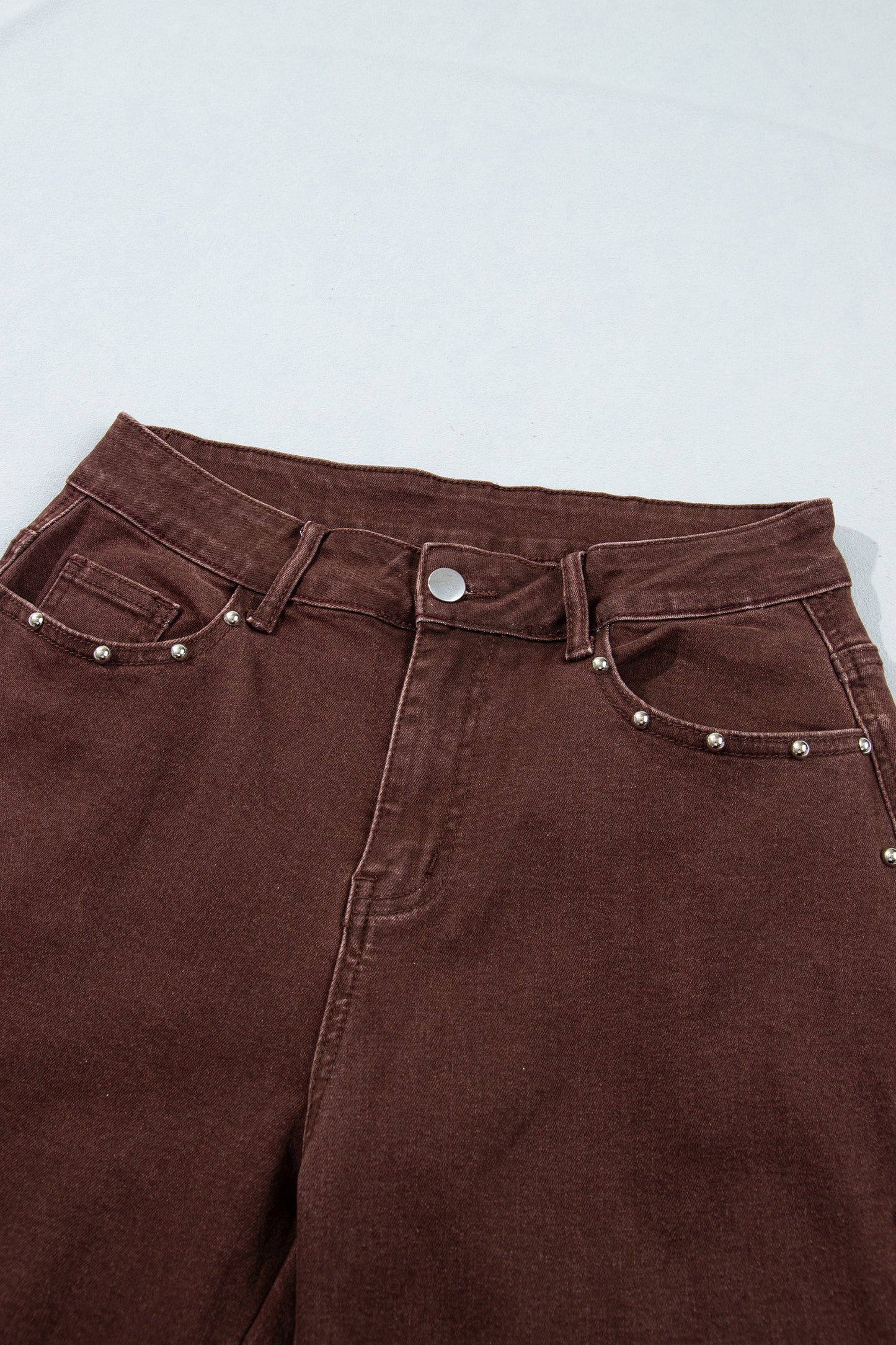 Dusk Blue Side Seam Rivet Detail Ankle Length Casual Jeans-Bottoms/Jeans-[Adult]-[Female]-2022 Online Blue Zone Planet