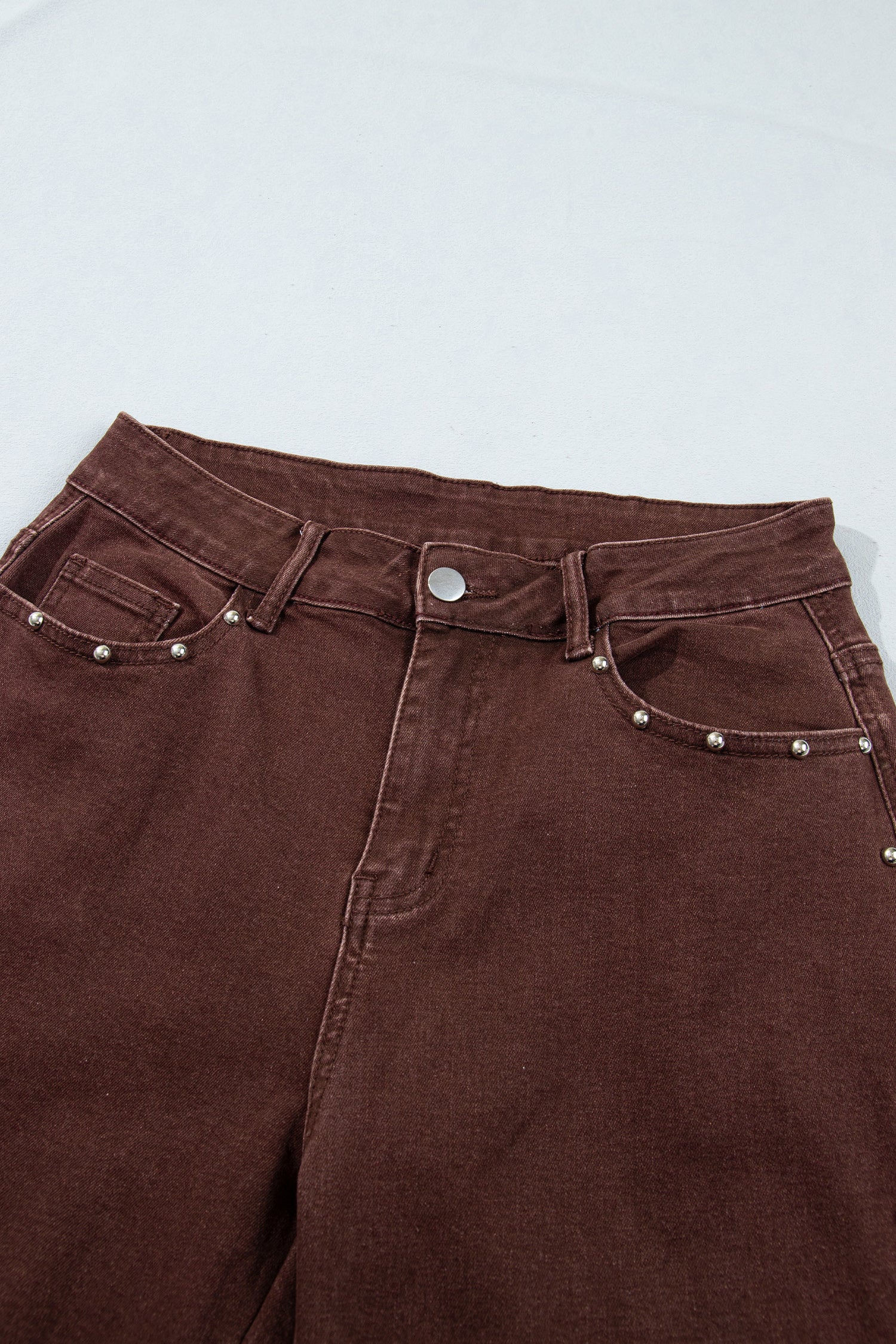 Dusk Blue Side Seam Rivet Detail Ankle Length Casual Jeans-Bottoms/Jeans-[Adult]-[Female]-2022 Online Blue Zone Planet