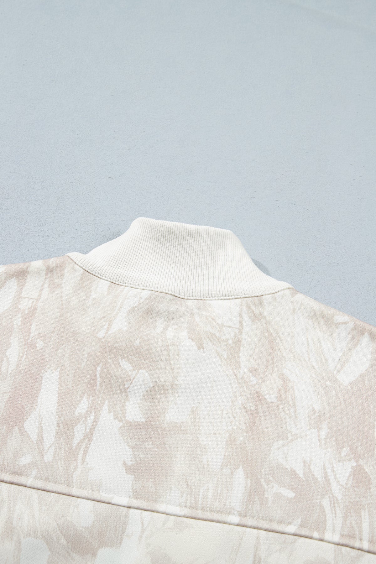 Khaki Camouflage Print Quarter-Zip Drop Shoulder Long Sleeve Sweatshirt-Tops/Sweatshirts & Hoodies-[Adult]-[Female]-2022 Online Blue Zone Planet
