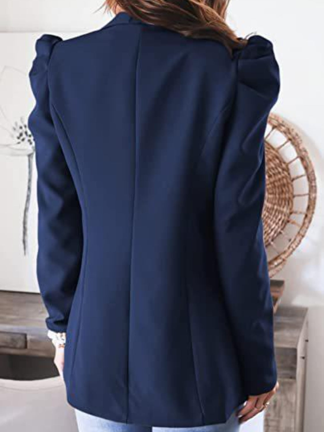 Collared Neck Puff Sleeve Blazer-TOPS / DRESSES-[Adult]-[Female]-2022 Online Blue Zone Planet