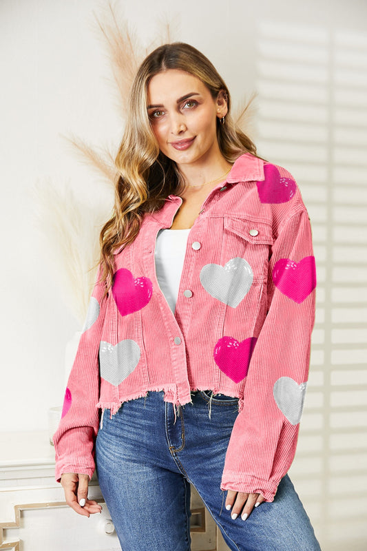 Heart Sequin Dropped Shoulder Jacket-TOPS / DRESSES-[Adult]-[Female]-Blush Pink-S-2022 Online Blue Zone Planet