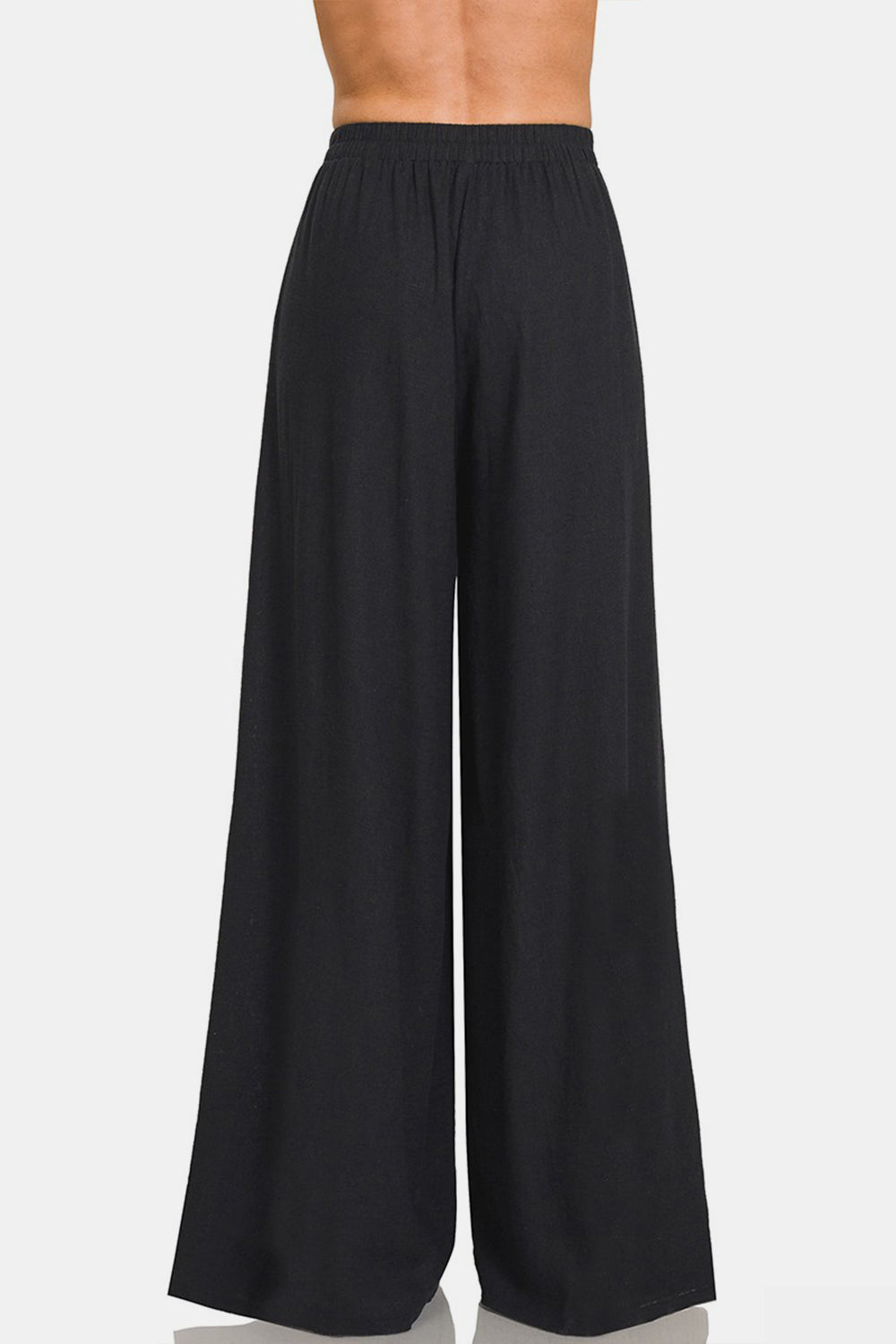 Zenana Pleated Linen Blend Wide Leg Pants-BOTTOMS SIZES SMALL MEDIUM LARGE-[Adult]-[Female]-2022 Online Blue Zone Planet