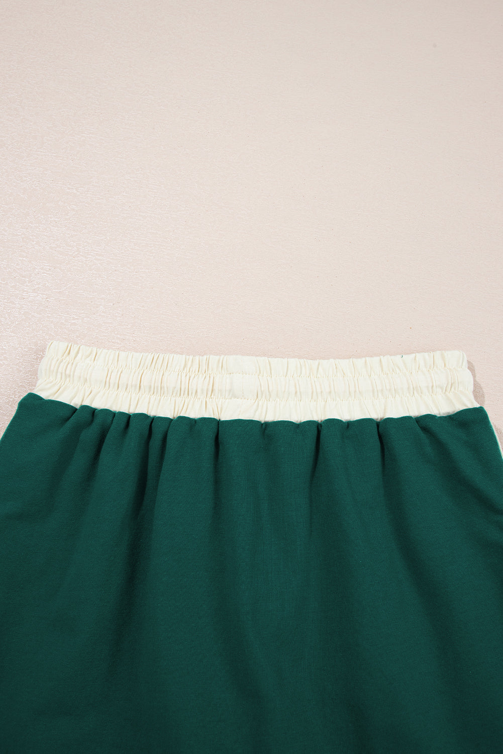 Evergreen Colorblock Edge Drop Shoulder T Shirt and Skirt 2Pcs Set-Two Piece Sets/Two Piece Dresses-[Adult]-[Female]-2022 Online Blue Zone Planet