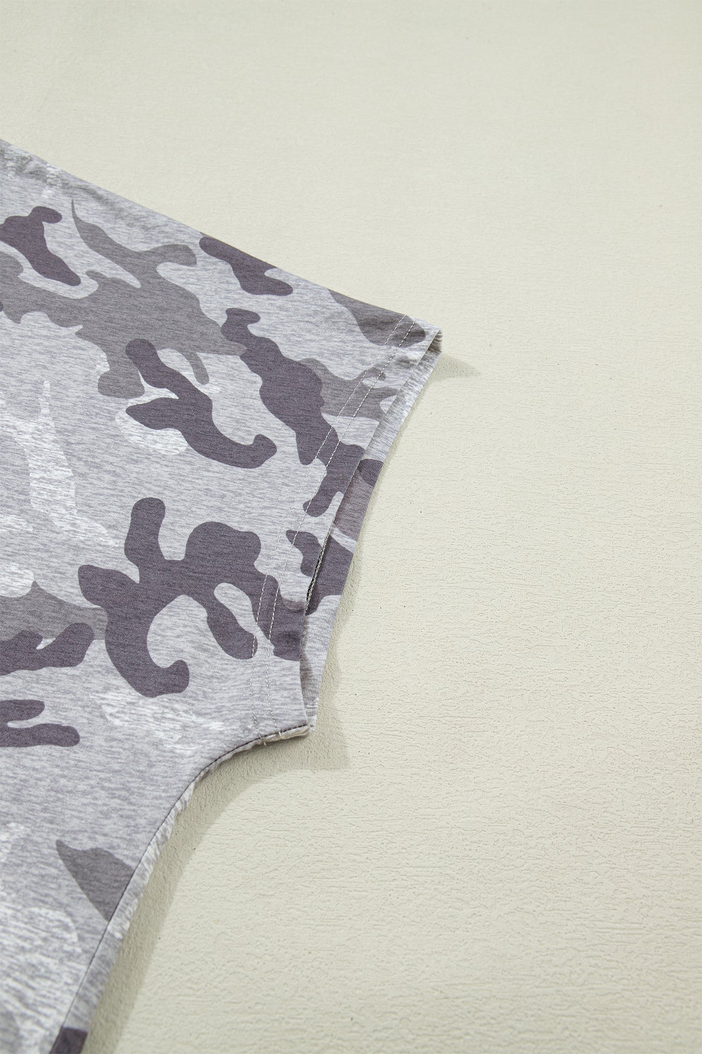 Gray Plus Size Camo Print Casual T Shirt-Plus Size/Plus Size Tops/Plus Size Tops & Tees-[Adult]-[Female]-2022 Online Blue Zone Planet