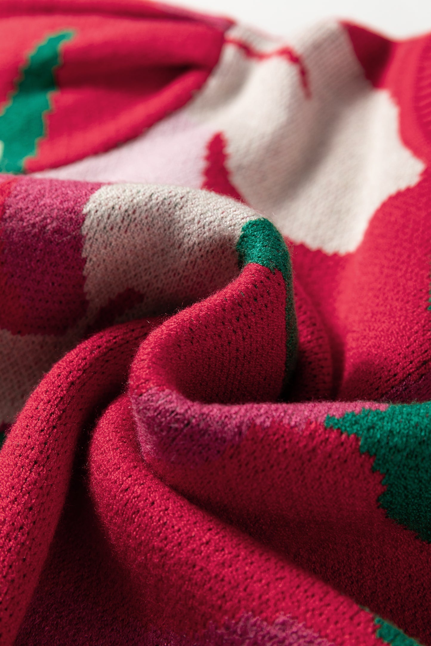 Red Floral Abstract Print Short Puff Sleeve Sweater-TOPS / DRESSES-[Adult]-[Female]-2022 Online Blue Zone Planet