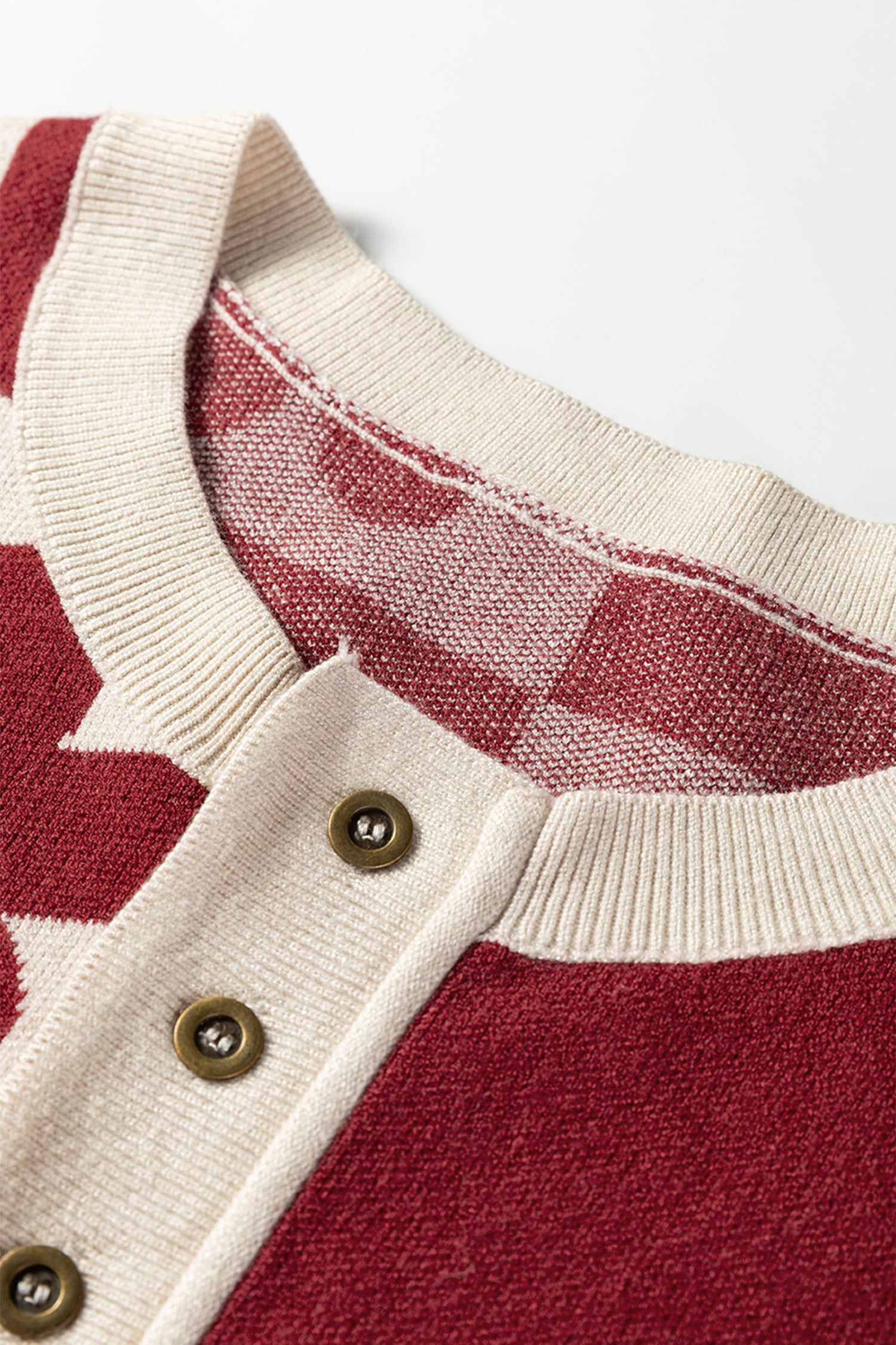 Thai Curry Flower Plaid Henley Baggy Sweater-TOPS / DRESSES-[Adult]-[Female]-2022 Online Blue Zone Planet