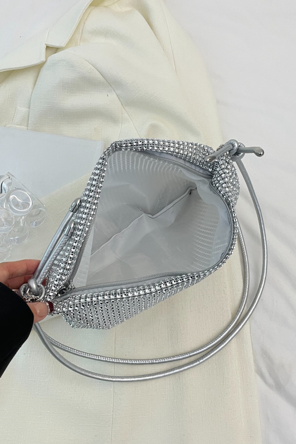 Rhinestone Knotted Strap Crossbody Bag-HANDBAGS-[Adult]-[Female]-2022 Online Blue Zone Planet