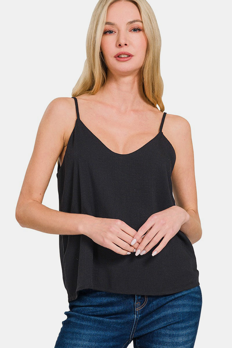 Zenana Two Layered Spaghetti Strap Cami-TOPS / DRESSES-[Adult]-[Female]-Black-S-2022 Online Blue Zone Planet