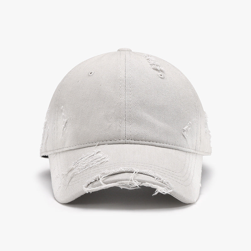 Distressed Adjustable Cotton Hat-HATS-[Adult]-[Female]-Light Gray-One Size-2022 Online Blue Zone Planet