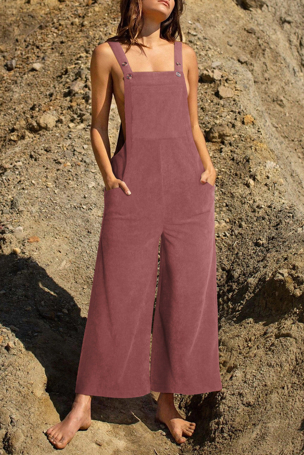 Pocketed Wide Leg Overall-TOPS / DRESSES-[Adult]-[Female]-Dusty Pink-S-2022 Online Blue Zone Planet