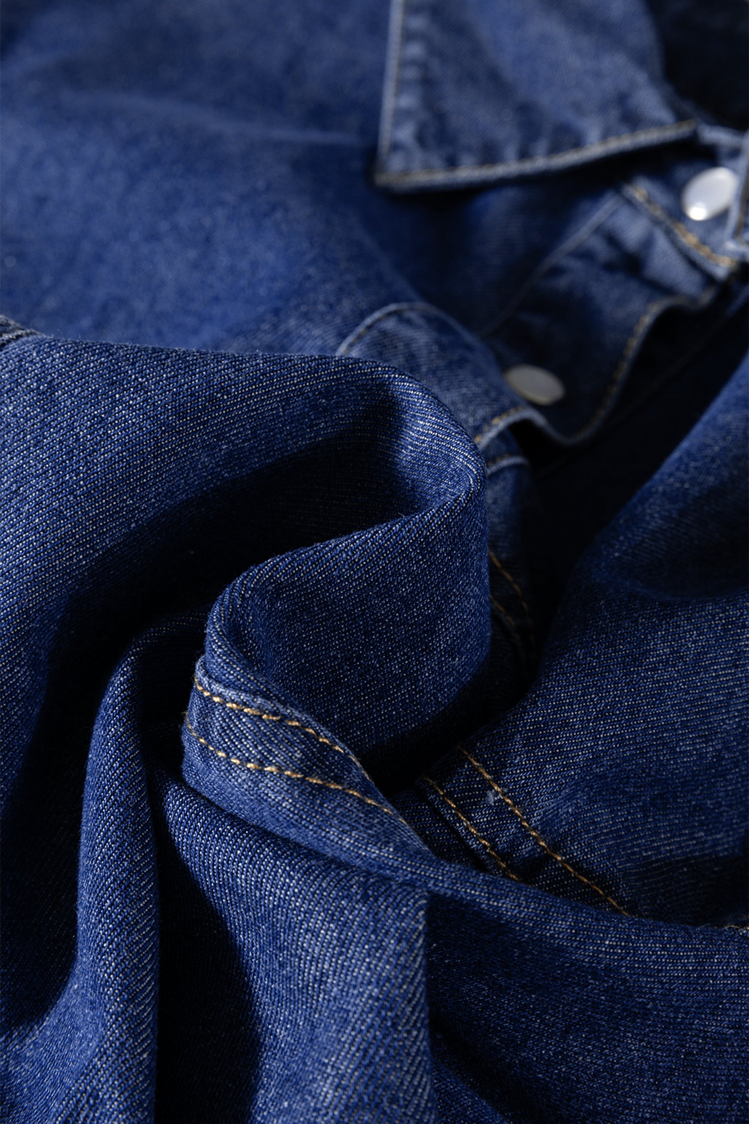 Ashleigh Blue Denim Shirt Collar Long Sleeve Flared Mini Dress-TOPS / DRESSES-[Adult]-[Female]-2022 Online Blue Zone Planet