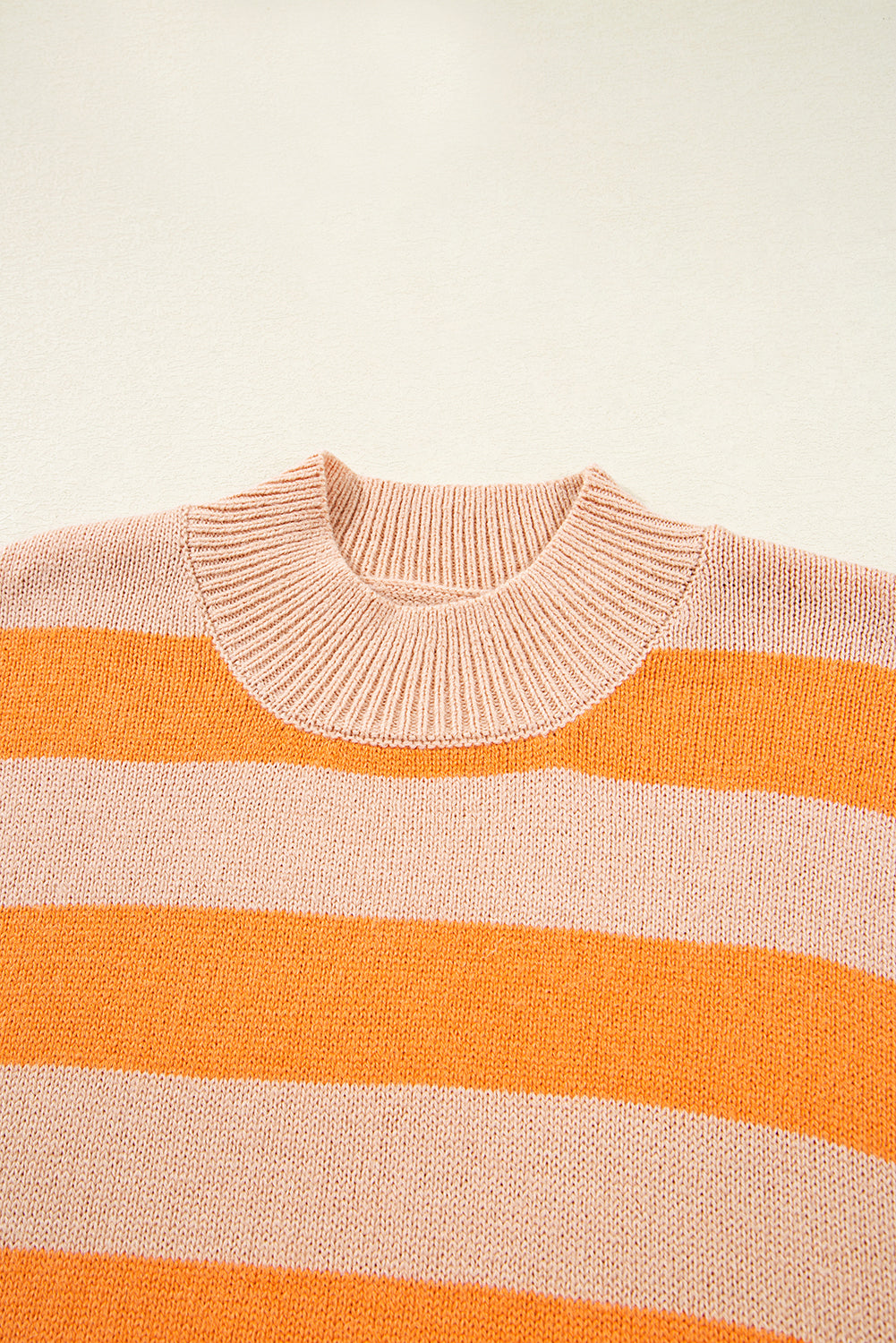 Orange Stripe Color Block High Neck Drop Shoulder Cozy Sweater-Sweaters & Cardigans/Sweaters-[Adult]-[Female]-2022 Online Blue Zone Planet