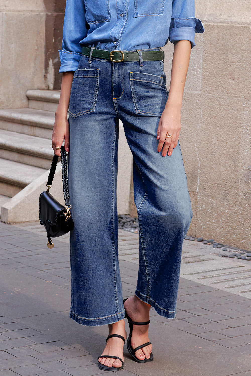 Bluing Mimimalist Patch Pocket Womens Shift Jeans-Bottoms/Jeans-[Adult]-[Female]-Bluing-4-2022 Online Blue Zone Planet