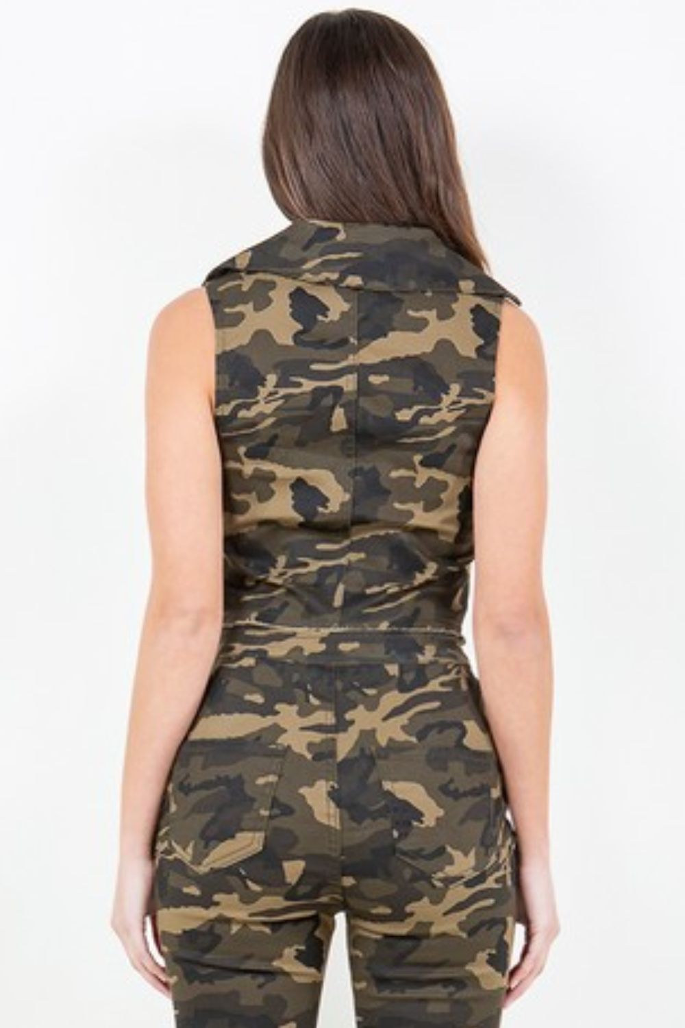 American Bazi Zip Up Camo Crop Denim Vest-TOPS / DRESSES-[Adult]-[Female]-2022 Online Blue Zone Planet