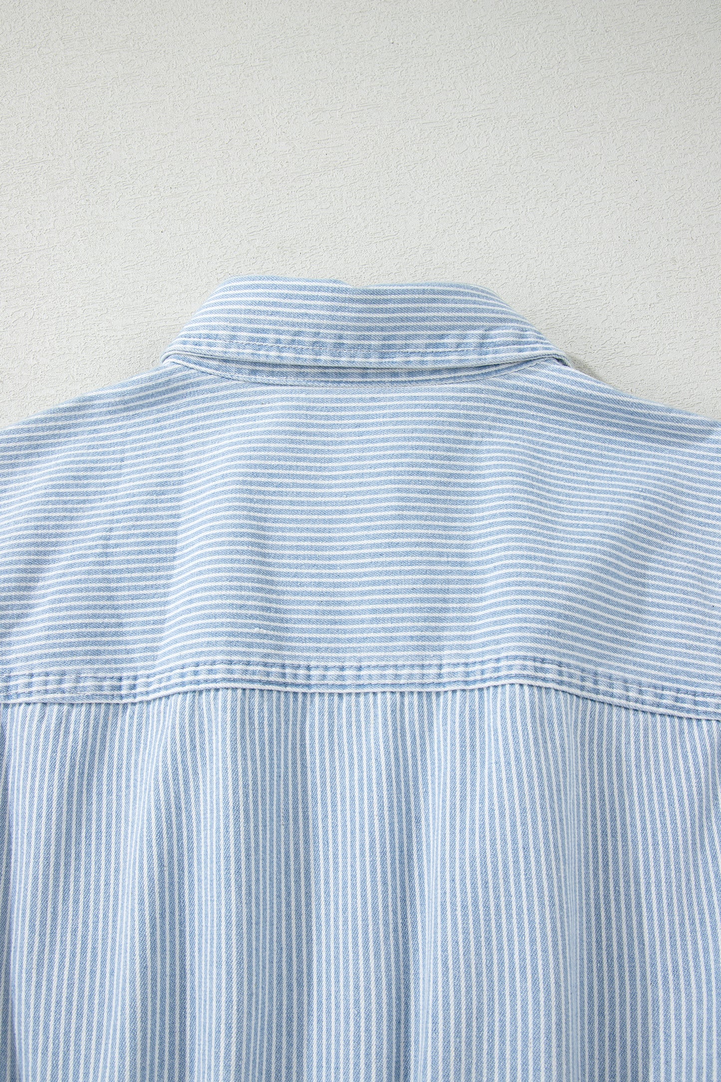 Sky Blue Stripe Collared Button Front Sleeveless Denim Mini Dress-TOPS / DRESSES-[Adult]-[Female]-2022 Online Blue Zone Planet