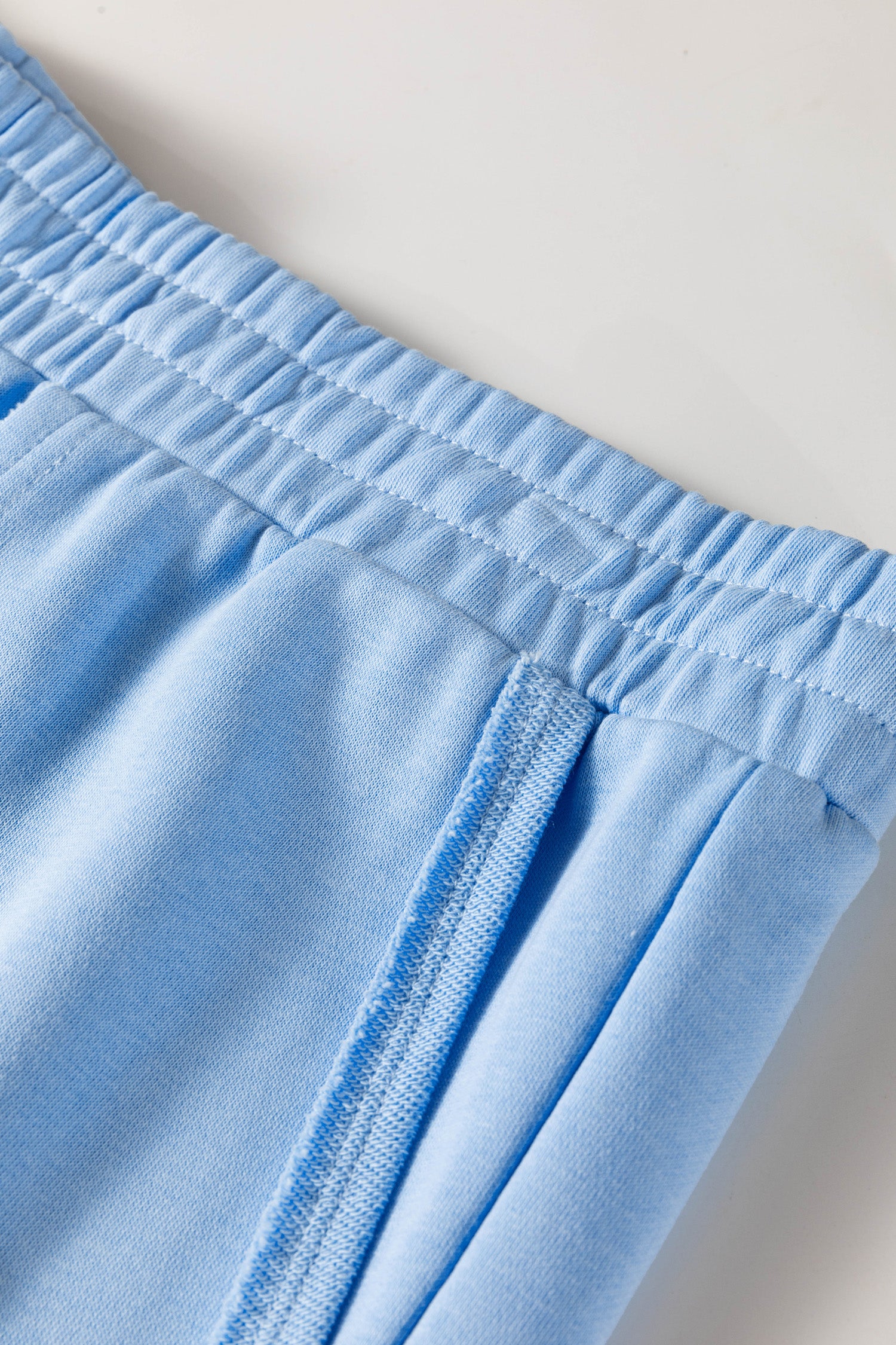 Mist Blue Solid Color Polo Tee Elastic Waist Shorts Plus Size Outfit-Plus Size/Plus Size Loungewear-[Adult]-[Female]-2022 Online Blue Zone Planet