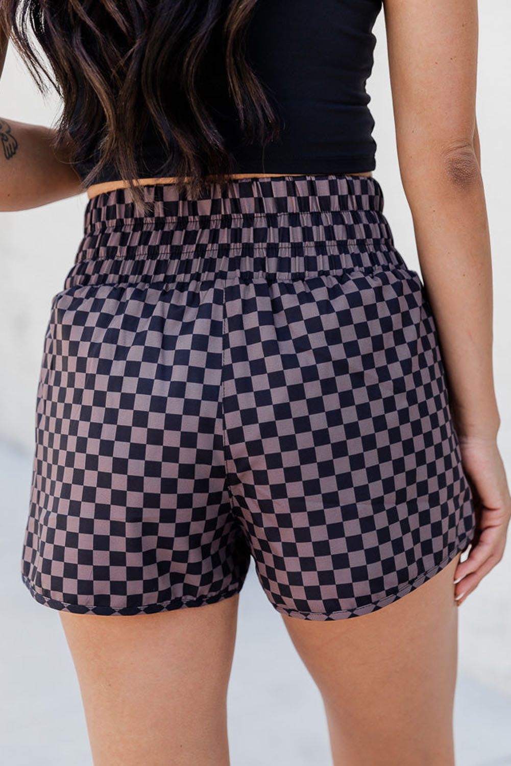 Multicolor Geometric High Waisted Athletic Shorts-Bottoms/Casual Shorts-[Adult]-[Female]-2022 Online Blue Zone Planet