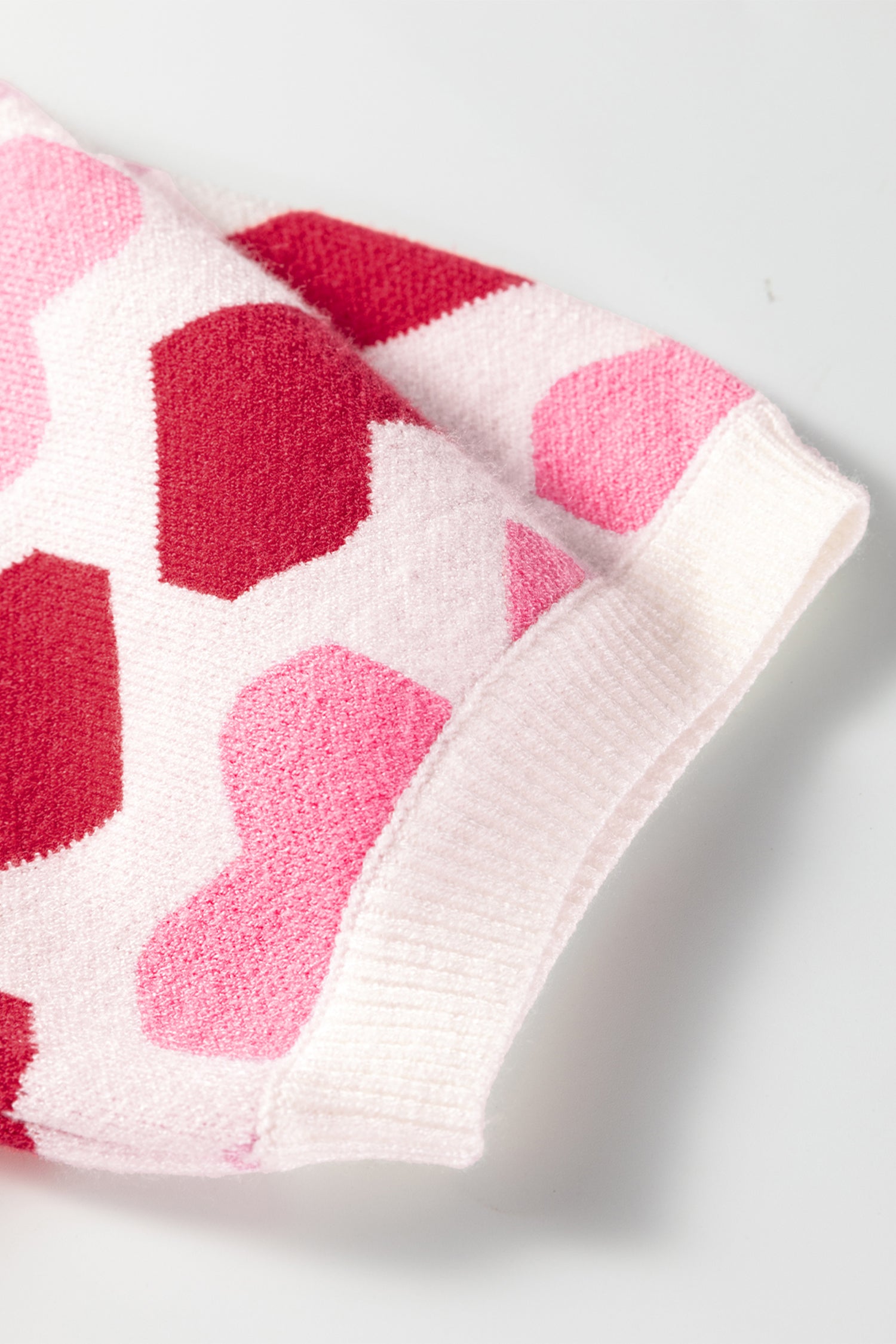 Sachet Pink 2-Tone Heart Print Valentine Crew Neck Short Sleeve Sweater-TOPS / DRESSES-[Adult]-[Female]-2022 Online Blue Zone Planet