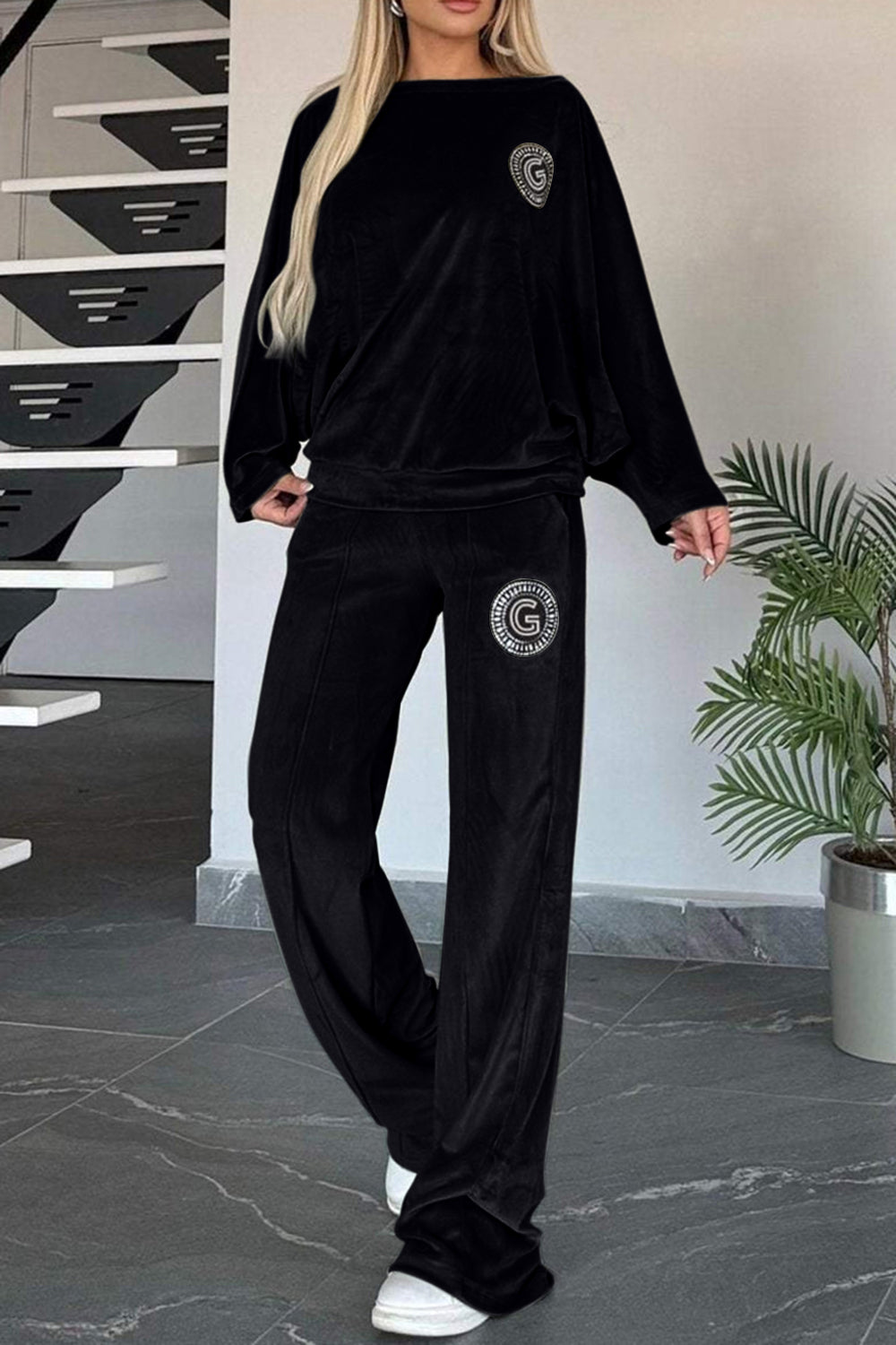 Full Size Boat Neck Long Sleeve Top and Pants Set-TOPS / DRESSES-[Adult]-[Female]-Black-S-2022 Online Blue Zone Planet