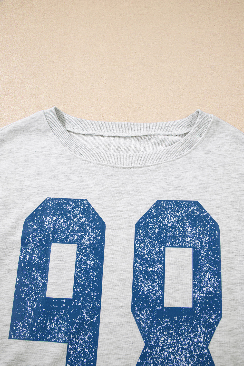 Light Grey Faded Varsity Print Loose Pullover Top-Tops/Long Sleeve Tops-[Adult]-[Female]-2022 Online Blue Zone Planet