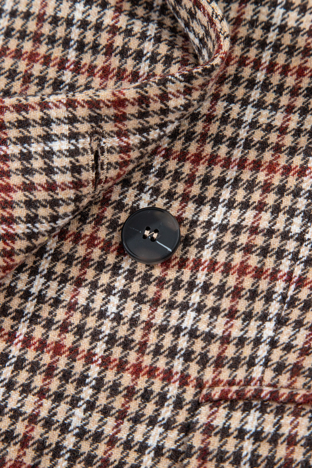 Brown Houndstooth Lapel Collar Blazer-Outerwear/Blazers-[Adult]-[Female]-2022 Online Blue Zone Planet