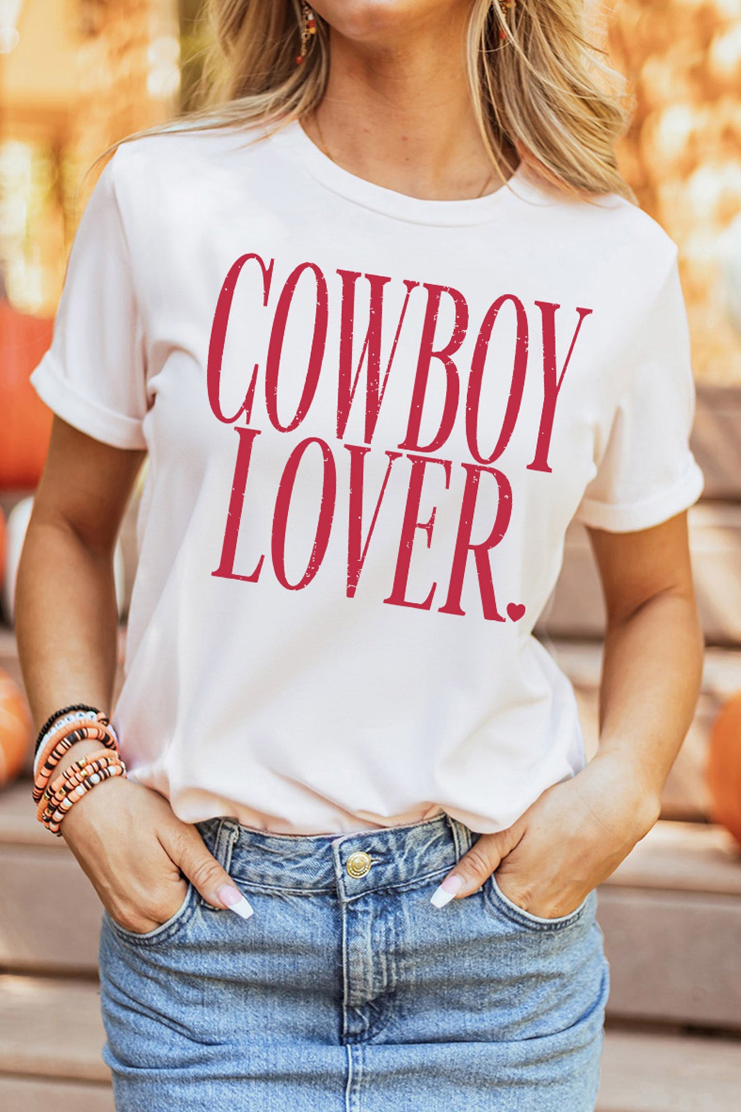 White Cowboy Lover Lettering Graphic Tee-Graphic/Graphic Tees-[Adult]-[Female]-2022 Online Blue Zone Planet