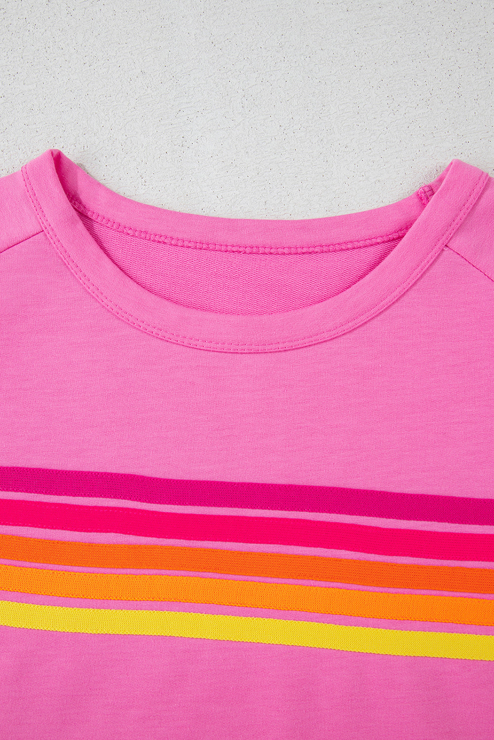 Bonbon Striped Patch Front Casual Tee-Tops/Tops & Tees-[Adult]-[Female]-2022 Online Blue Zone Planet