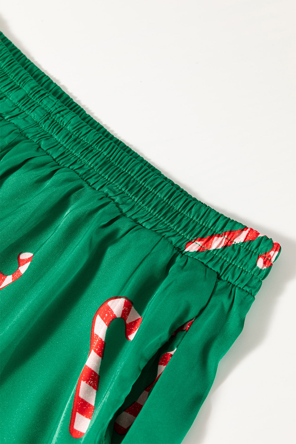 Blue Zone Planet | Green Christmas Candy Cane Print Shirt and Shorts Pajama Set-Loungewear & Sleepwear/Sleepwear-[Adult]-[Female]-2022 Online Blue Zone Planet