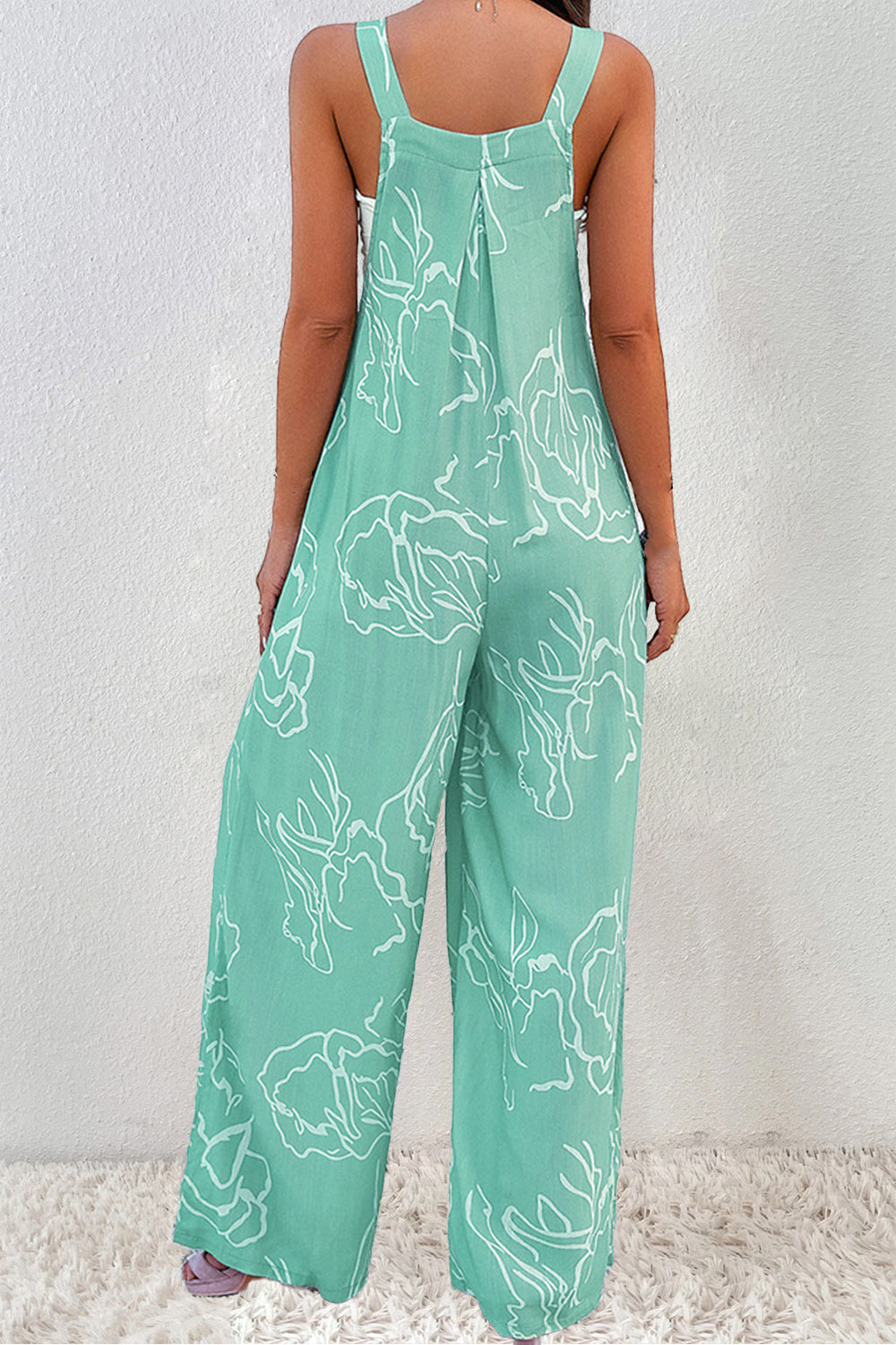 Printed Wide Strap Jumpsuit-TOPS / DRESSES-[Adult]-[Female]-2022 Online Blue Zone Planet