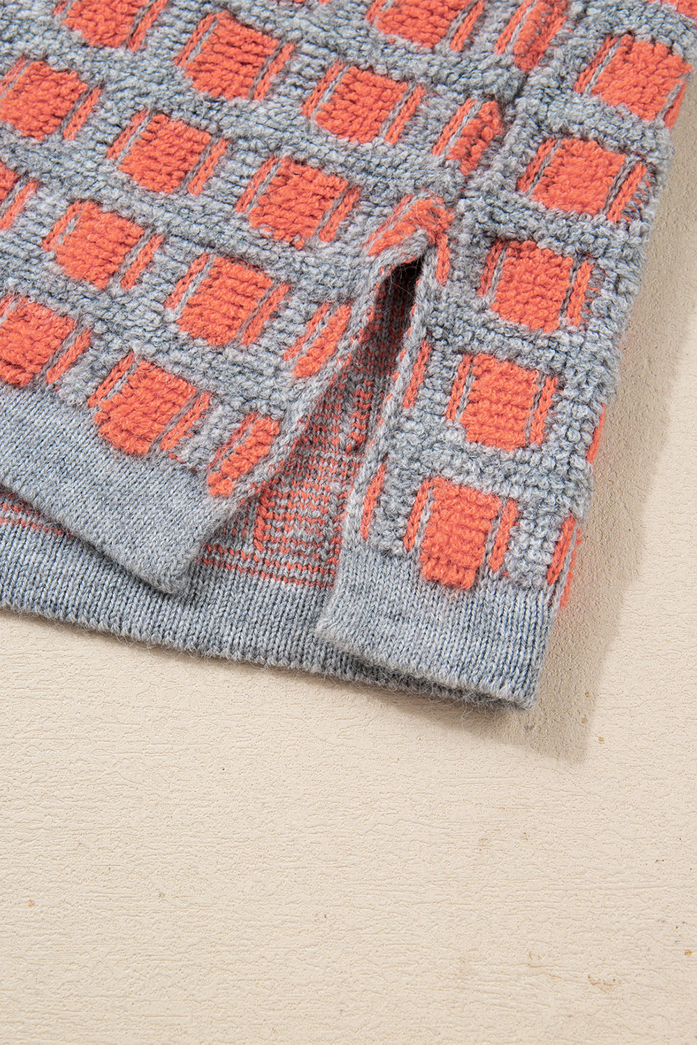 Pink Checkered Oversized Side Slit Sweater-TOPS / DRESSES-[Adult]-[Female]-2022 Online Blue Zone Planet