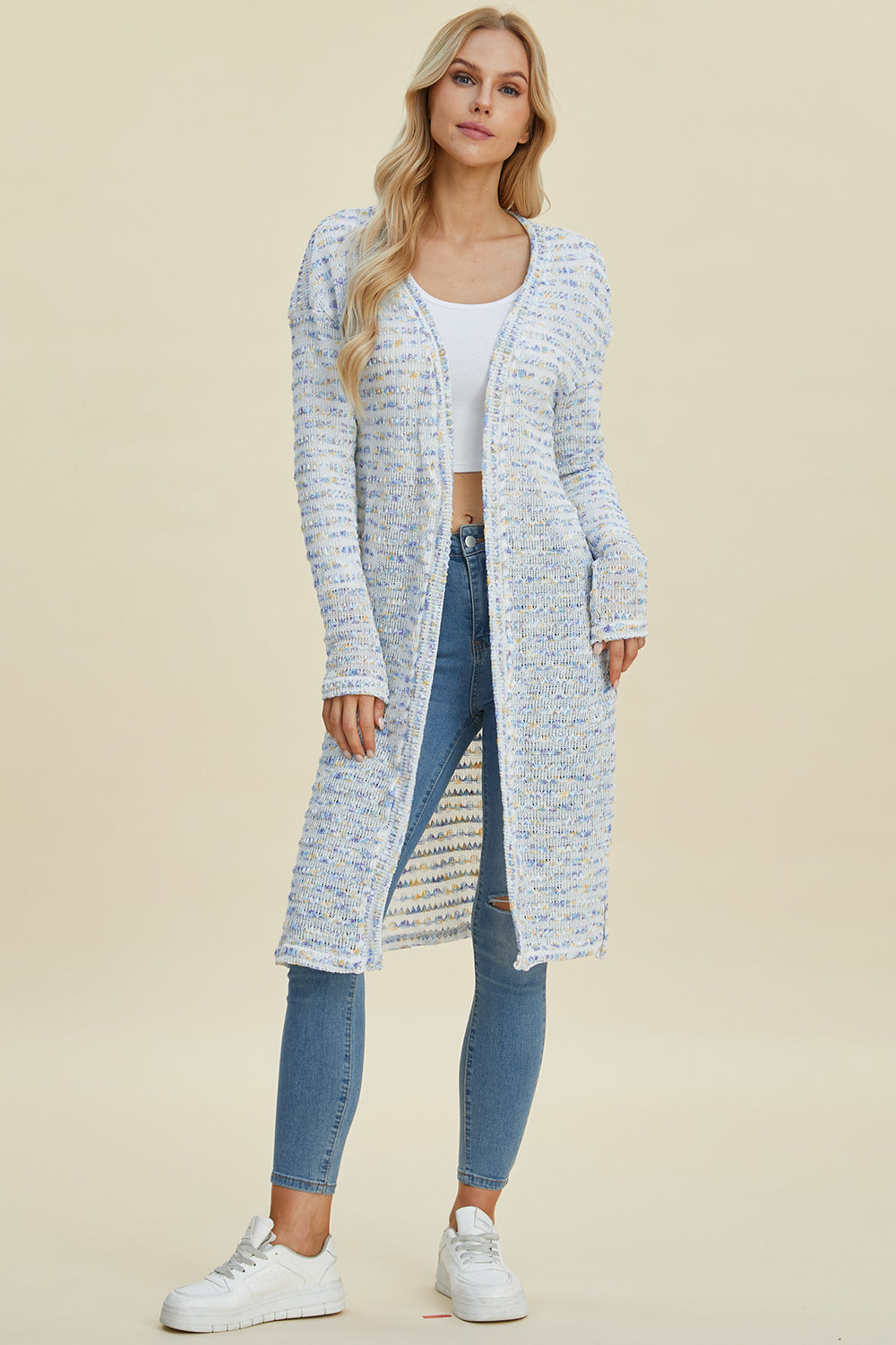 Blue Zone Planet | Double Take Full Size Open Front Longline Cardigan-TOPS / DRESSES-[Adult]-[Female]-2022 Online Blue Zone Planet